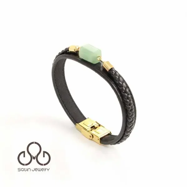 دستبند چرمی کارن با آونتورین